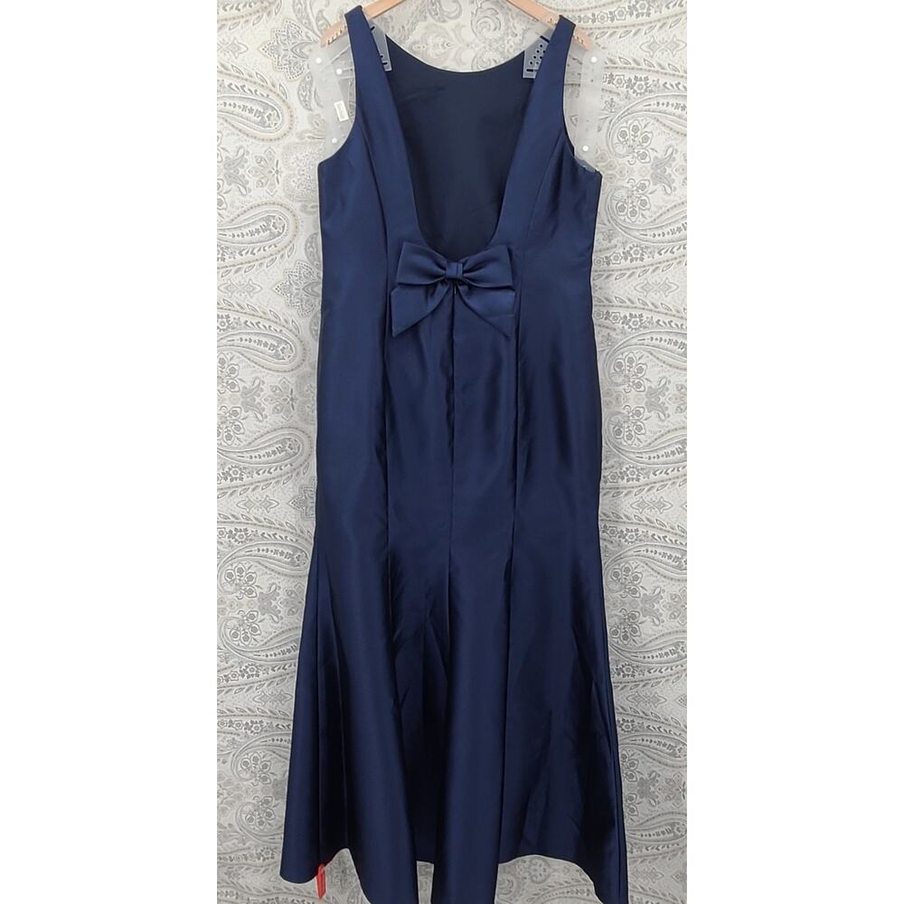 Alfred Sung D770 midnight navy sleeveless satin trumpet gown Size 18 black tie - Picture 4 of 16